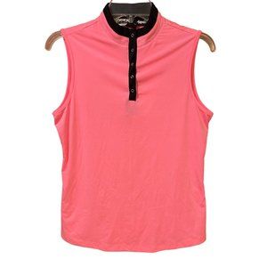 Jamie Sadock Women's Small 1/2 Button Sleeveless Top Pink Black